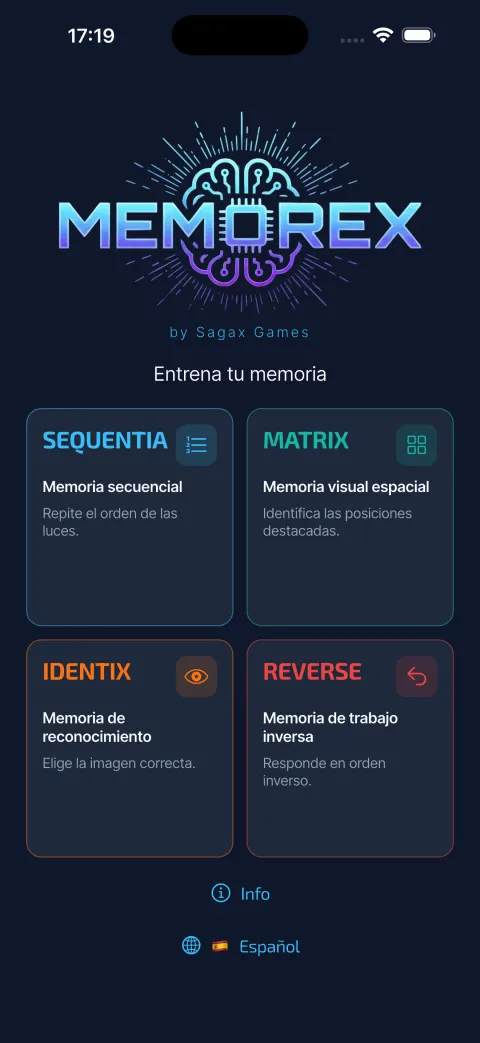 Pantalla de inicio de Memorex
