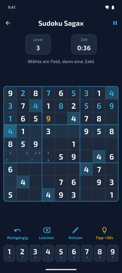 Sudoku-Sagax-Spielszene
