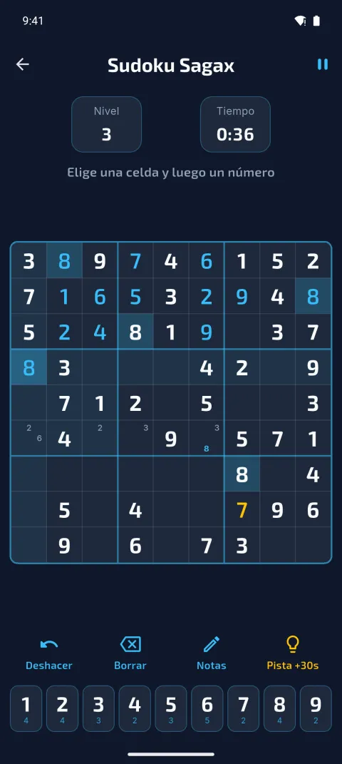 Partida de Sudoku Sagax