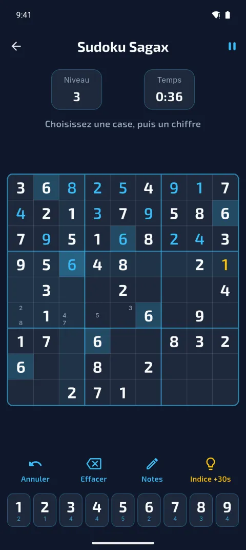 Partie de Sudoku Sagax